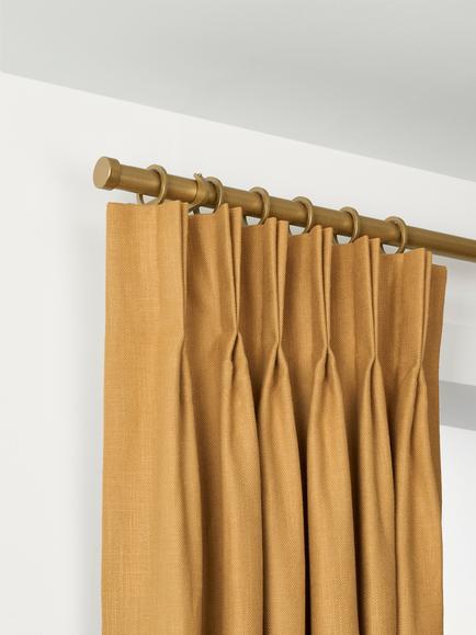 John Lewis Made to Order Select Curtain Pole with Rings and Stud Finial, Wall Fix, Dia.25mm, Satin Gold