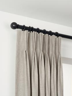 John Lewis Select Curtain Pole with Rings and Ball Finial, Wall Fix, Dia.25mm, Satin Soft Black