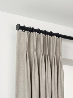 John Lewis Select Curtain Pole with Rings and Disc Finial, Wall Fix, Dia.25mm, Satin Soft Black