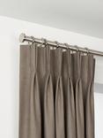 John Lewis Select Curtain Pole with Rings and Disc Finial, Wall Fix, Dia.25mm, Brushed Steel
