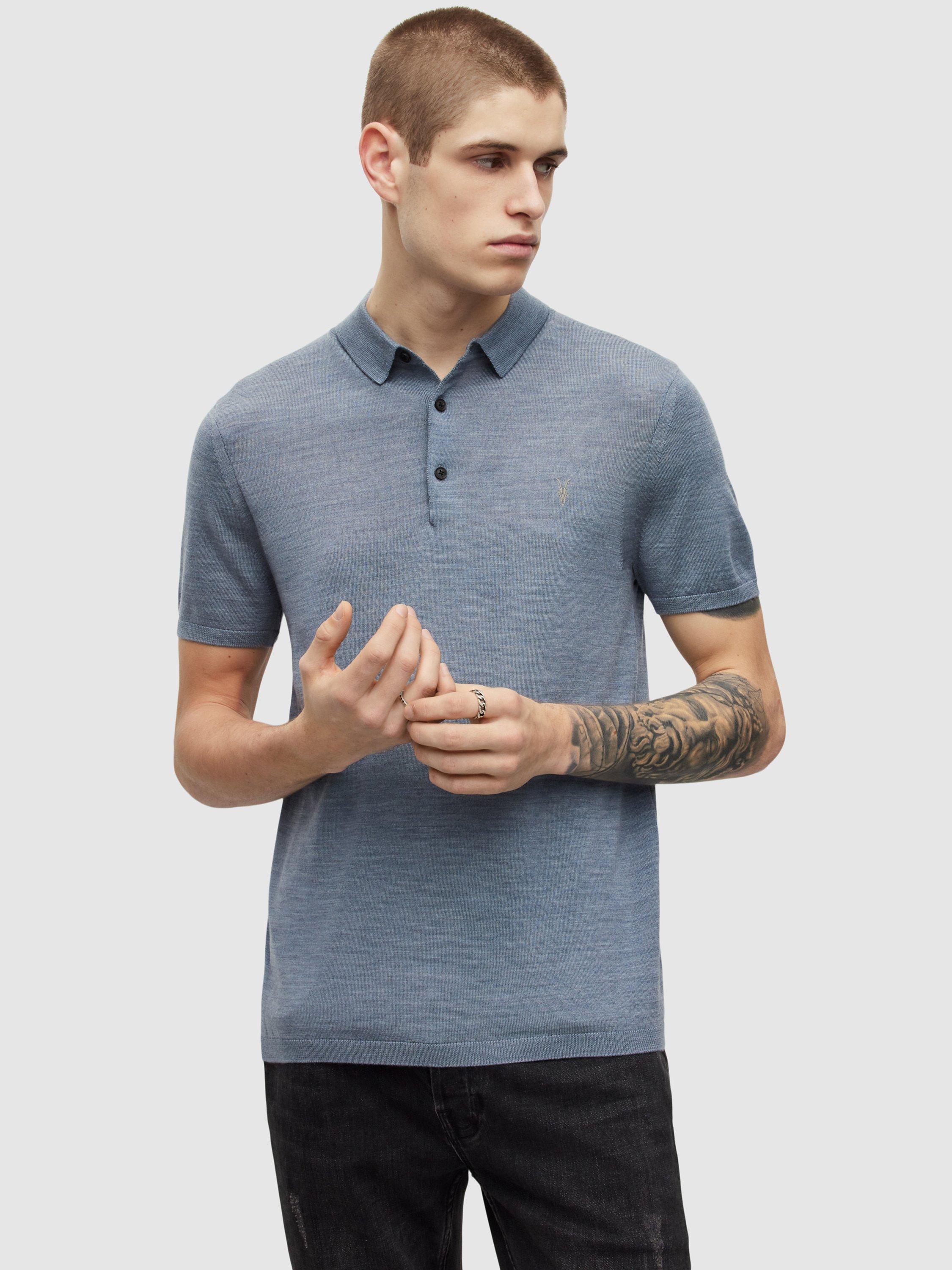 AllSaints Mode Merino Short Sleeve Polo Top