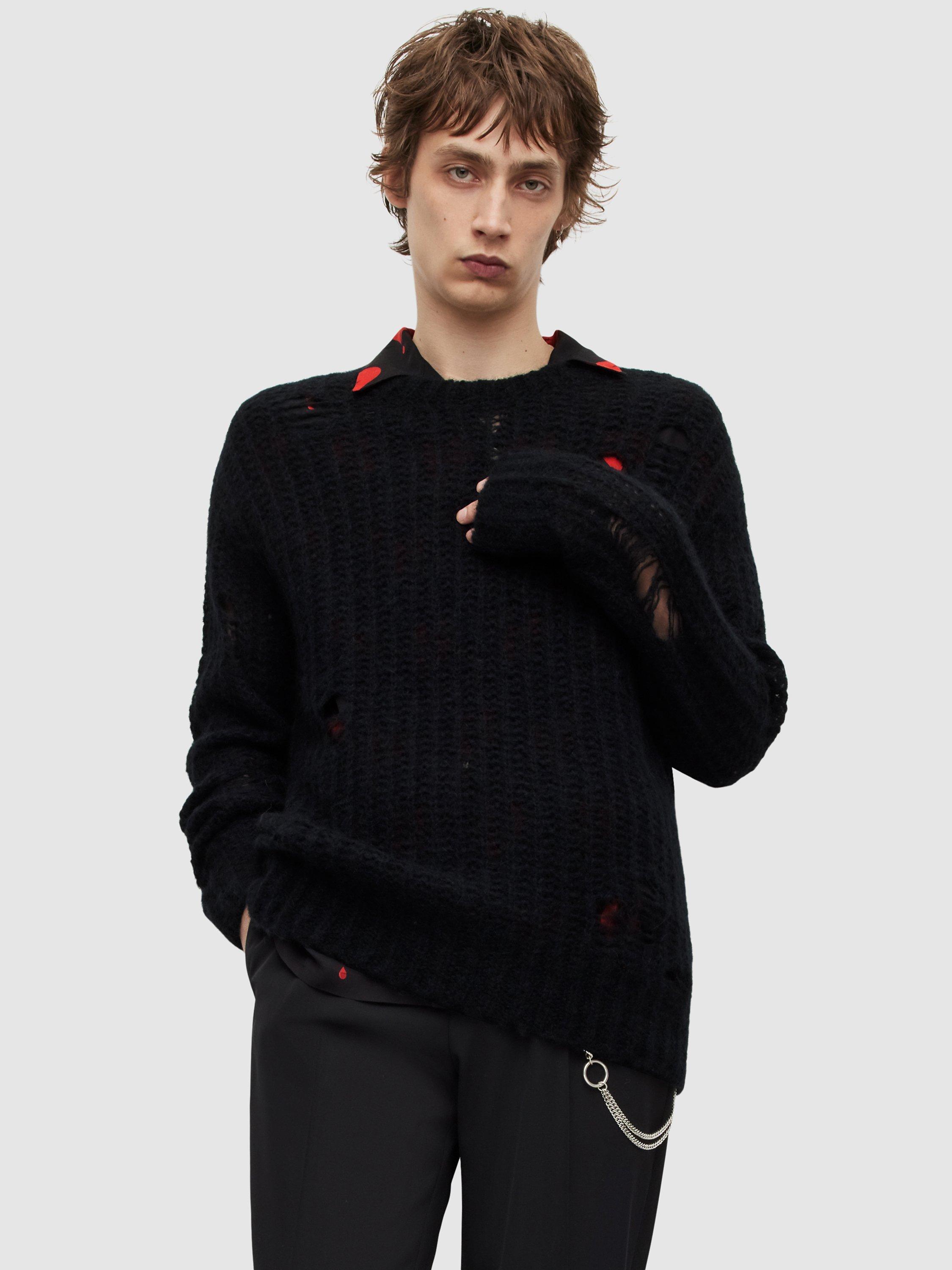 AllSaints Breaker Crew Rib Jumper, Black