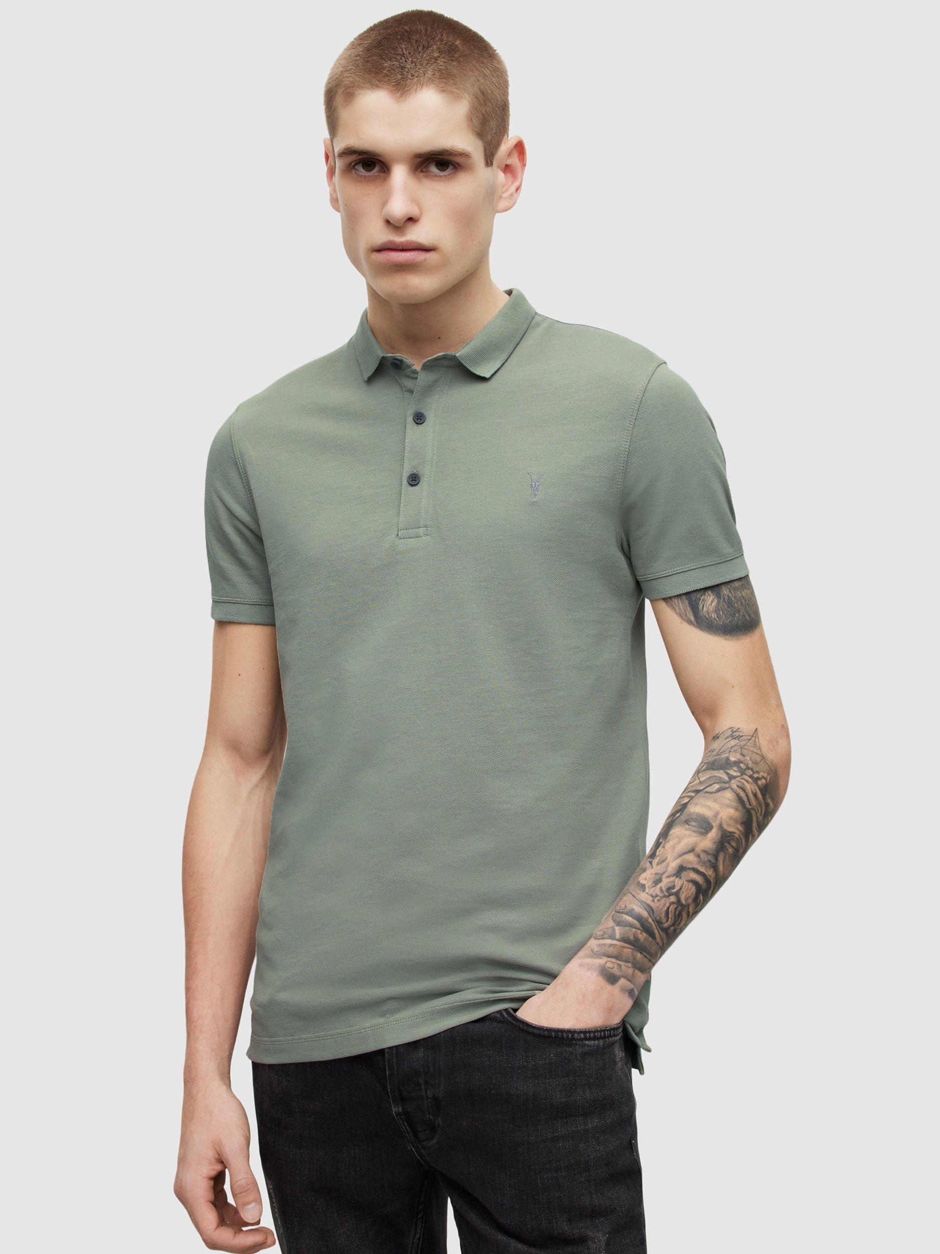 AllSaints Reform Short Sleeve Polo Top, Soft Green