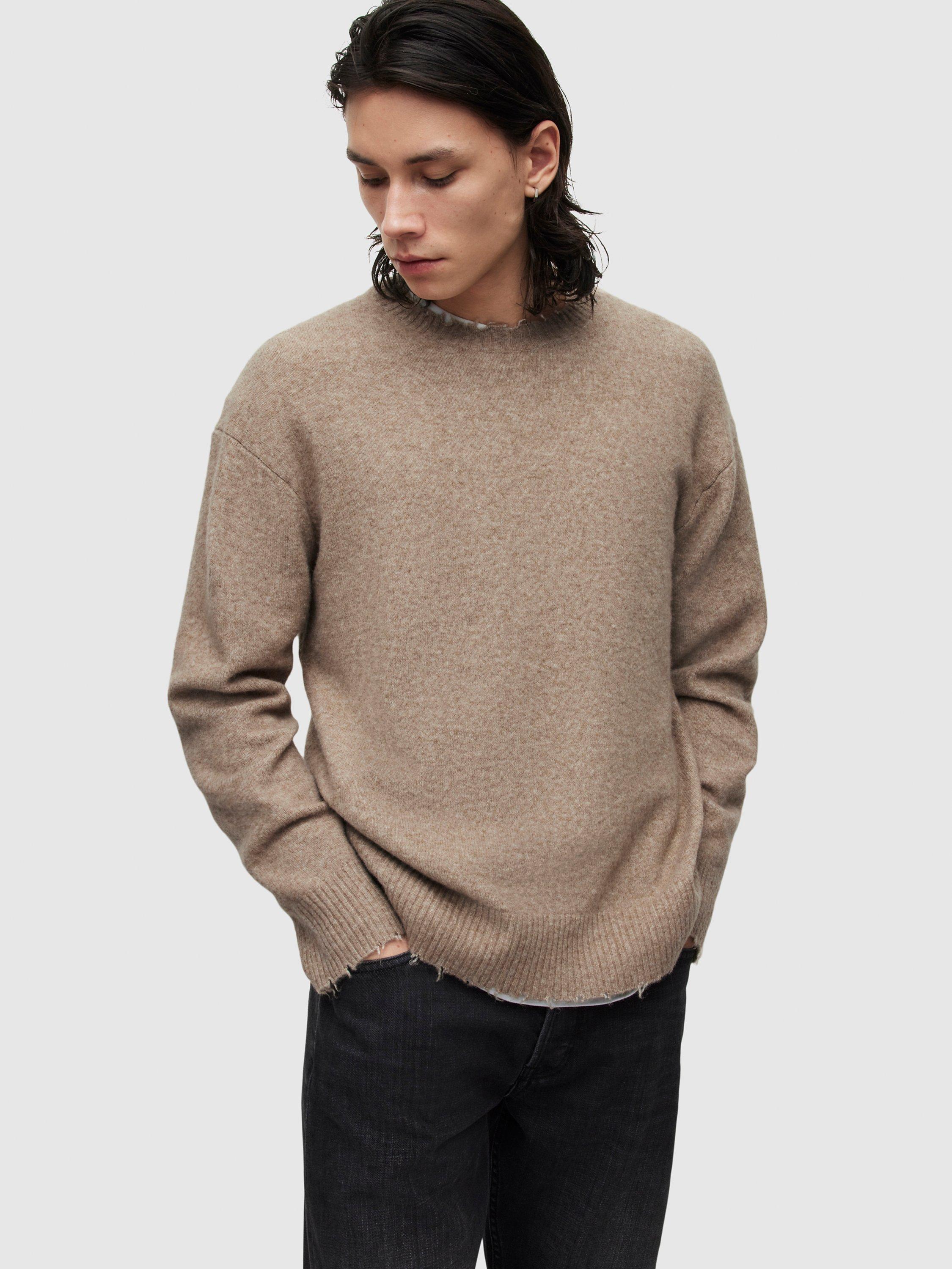 AllSaints Luka Crew Neck Jumper, Taupe Marl, XS