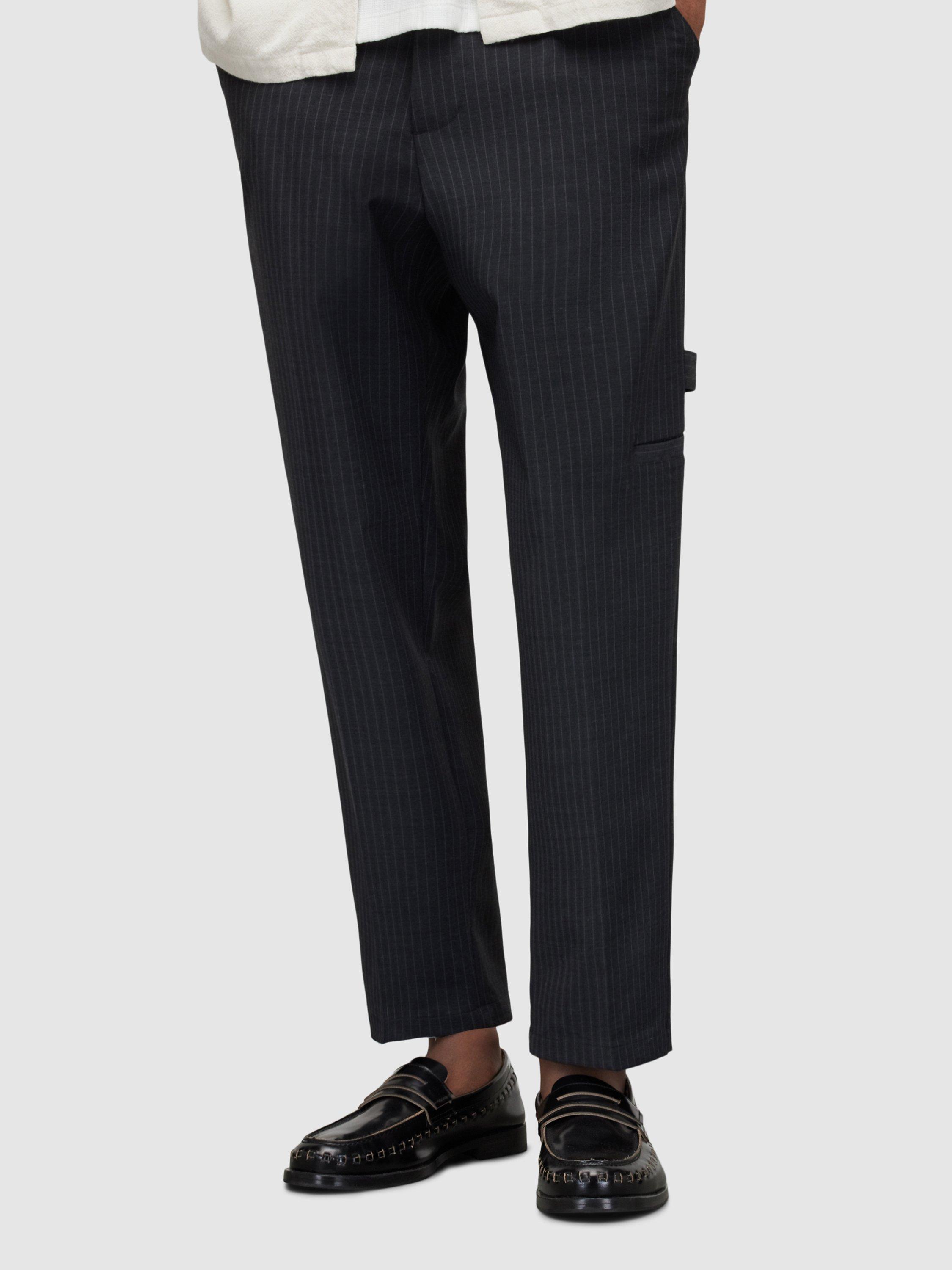 AllSaints Cairo Pinstripe Trousers, Charcoal