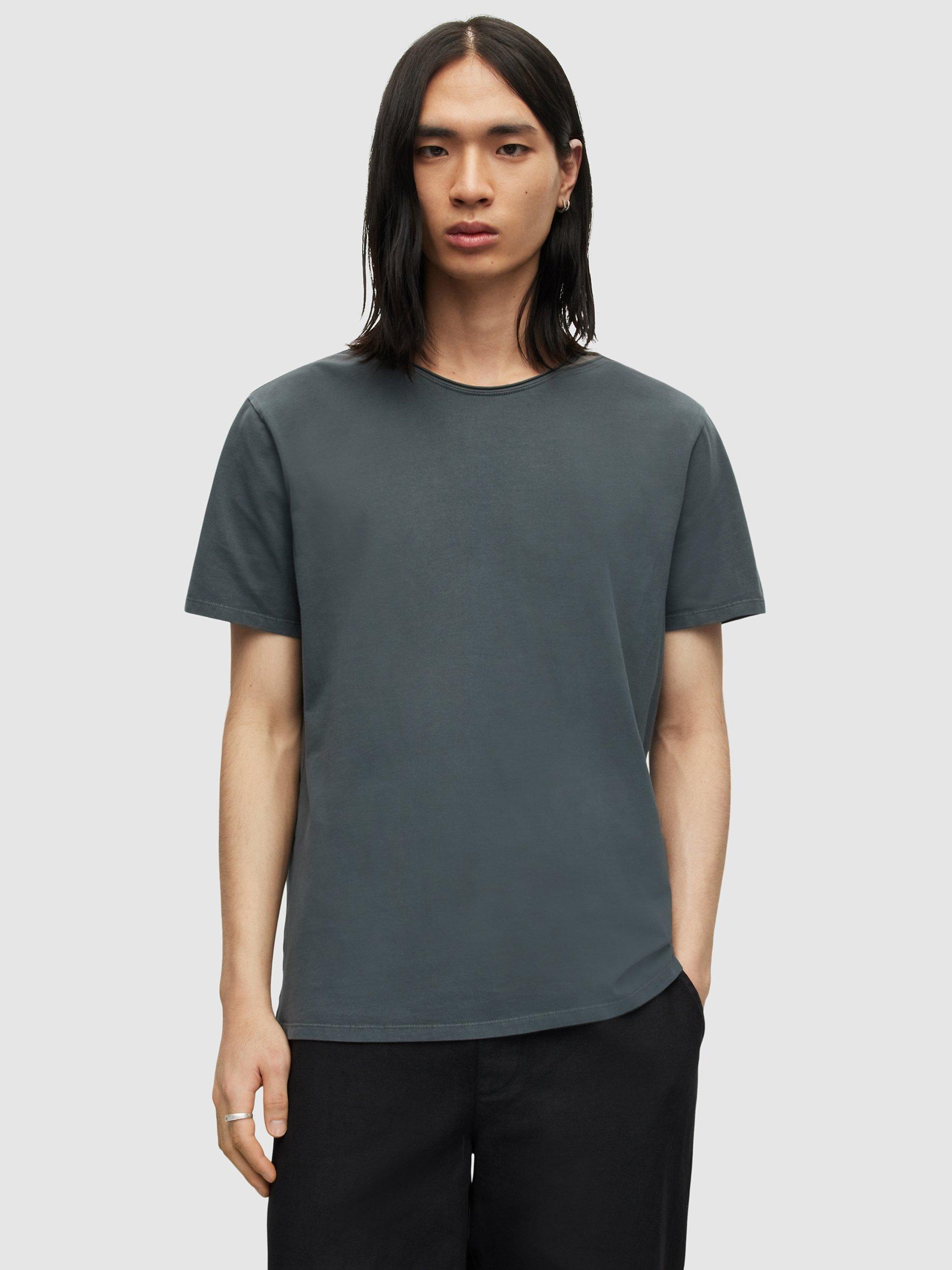 AllSaints Bodega Crew Neck Cotton T-Shirt, Graphite Blue