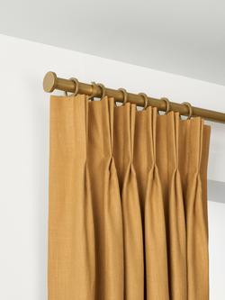 John Lewis Select Curtain Pole with Rings and Disc Finial, Wall Fix, Dia.25mm, Satin Gold