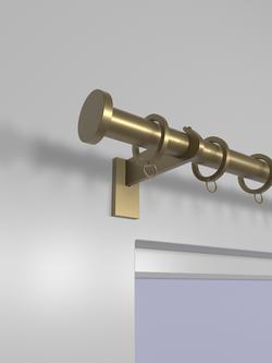 John Lewis Select Curtain Pole with Rings and Disc Finial, Wall Fix, Dia.25mm - view 2, Satin Gold