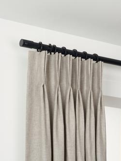 John Lewis Select Curtain Pole with Rings and Barrel Finial, Wall Fix, Dia.25mm, Satin Soft Black
