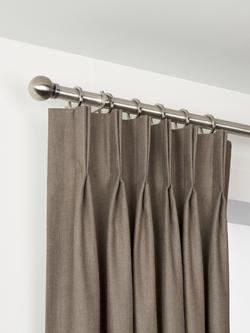 John Lewis Select Curtain Pole with Rings and Ball Finial, Wall Fix, Dia.25mm, Brushed Steel