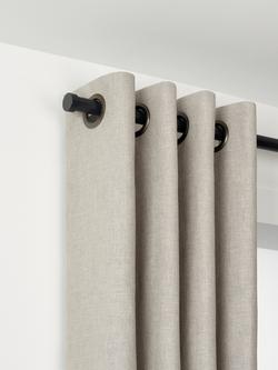 John Lewis Select Eyelet Curtain Pole with Stud Finial, Wall Fix, Dia.25mm, Satin Soft Black