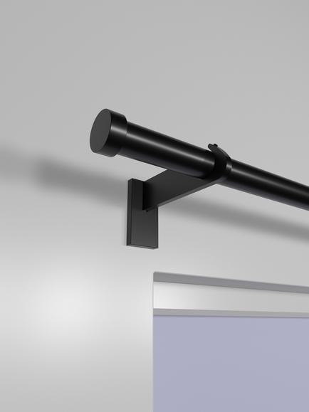 John Lewis Select Eyelet Curtain Pole with Stud Finial, Wall Fix, Dia.25mm - view 2, Satin Soft Black