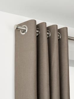 John Lewis Select Eyelet Curtain Pole with Stud Finial, Wall Fix, Dia.25mm, Brushed Steel