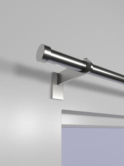 John Lewis Select Eyelet Curtain Pole with Stud Finial, Wall Fix, Dia.25mm - view 2, Brushed Steel