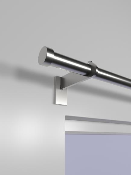 John Lewis Made to Order Select Eyelet Curtain Pole with Stud Finial, Wall Fix, Dia.25mm - view 2, Brushed Steel