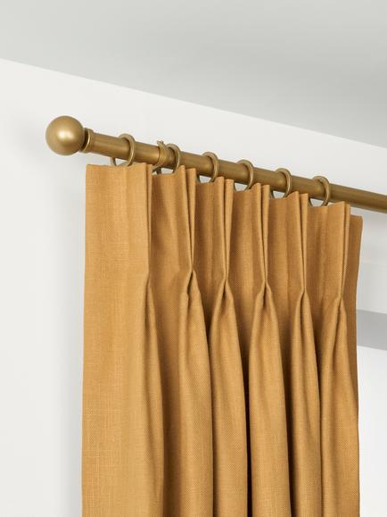 John Lewis Made to Order Select Curtain Pole with Rings and Ball Finial, Wall Fix, Dia.25mm, Satin Gold