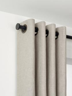 John Lewis Select Eyelet Curtain Pole with Disc Finial, Wall Fix, Dia.25mm, Satin Soft Black