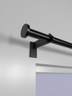 John Lewis Select Eyelet Curtain Pole with Disc Finial, Wall Fix, Dia.25mm - view 2, Satin Soft Black