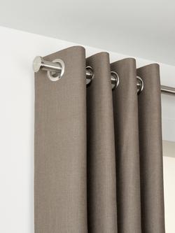 John Lewis Select Eyelet Curtain Pole with Disc Finial, Wall Fix, Dia.25mm, Brushed Steel