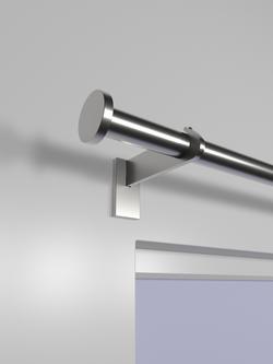 John Lewis Select Eyelet Curtain Pole with Disc Finial, Wall Fix, Dia.25mm - view 2, Brushed Steel