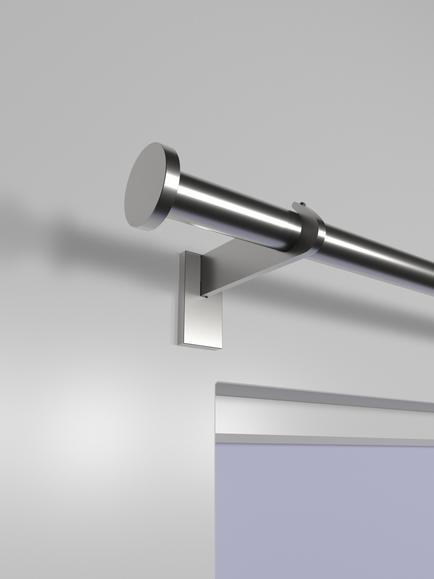 John Lewis Made to Order Select Eyelet Curtain Pole with Disc Finial, Wall Fix, Dia.25mm - view 2, Brushed Steel