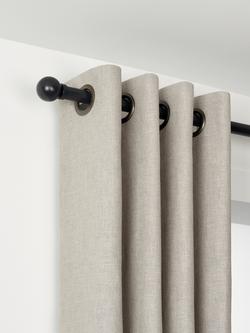 John Lewis Select Eyelet Curtain Pole with Ball Finial, Wall Fix, Dia.25mm, Satin Soft Black