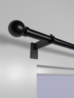 John Lewis Select Eyelet Curtain Pole with Ball Finial, Wall Fix, Dia.25mm - view 2, Satin Soft Black