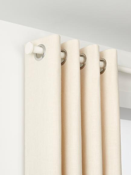John Lewis Select Eyelet Curtain Pole with Disc Finial, Wall Fix, Dia.25mm, Satin Chalk