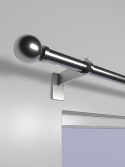 John Lewis Select Eyelet Curtain Pole with Ball Finial, Wall Fix, Dia.25mm - view 2, Brushed Steel