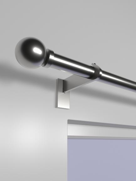 John Lewis Made to Order Select Eyelet Curtain Pole with Ball Finial, Wall Fix, Dia.25mm - view 2, Brushed Steel