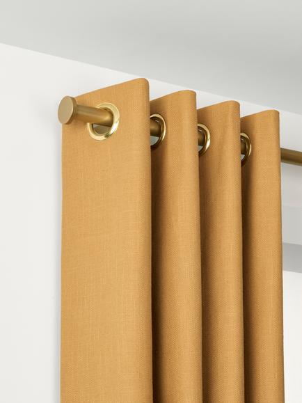 John Lewis Made to Order Select Eyelet Curtain Pole with Disc Finial, Wall Fix, Dia.25mm, Satin Gold