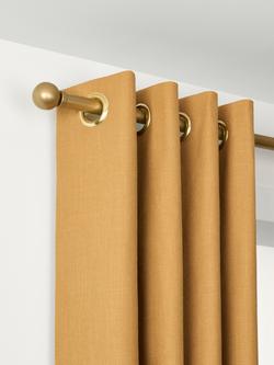 John Lewis Select Eyelet Curtain Pole with Ball Finial, Wall Fix, Dia.25mm, Satin Gold