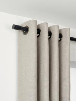 John Lewis Select Eyelet Curtain Pole with Barrel Finial, Wall Fix, Dia.25mm, Satin Soft Black