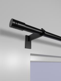 John Lewis Select Eyelet Curtain Pole with Barrel Finial, Wall Fix, Dia.25mm - view 2, Satin Soft Black