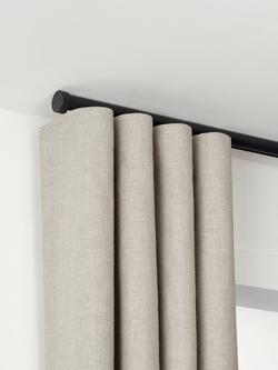 John Lewis Select Curl Gliding Curtain Pole with Stud Finial, Ceiling Fix, Dia.30mm, Satin Soft Black