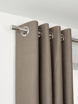 John Lewis Select Eyelet Curtain Pole with Barrel Finial, Wall Fix, Dia.25mm, Brushed Steel