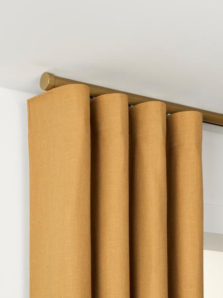 John Lewis Made to Order Select Curl Gliding Curtain Pole with Stud Finial, Ceiling Fix, Dia.30mm, Satin Gold