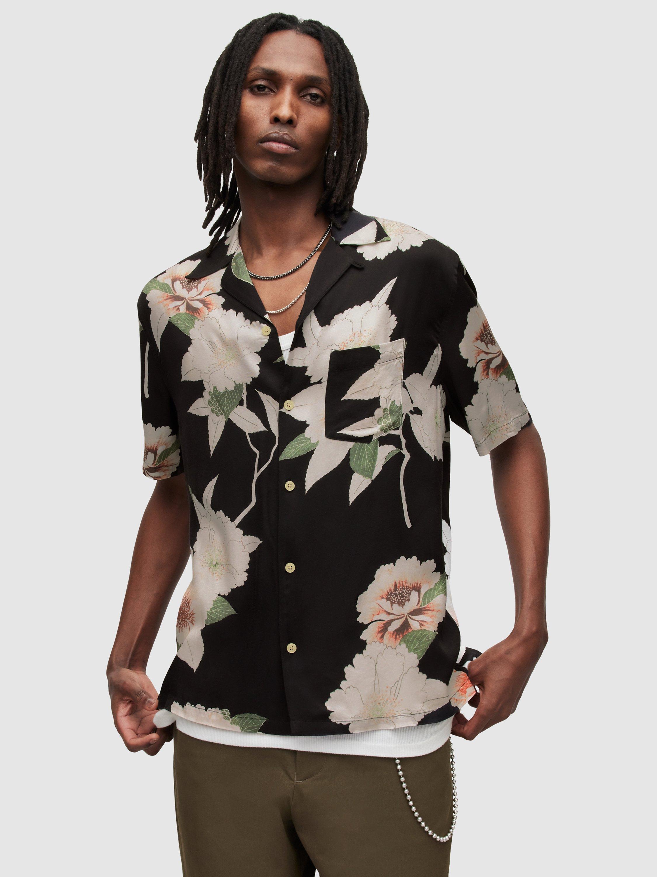 AllSaints Alamein Short Sleeve Shirt, Jet Black