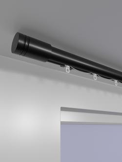 John Lewis Select Curl Gliding Curtain Pole with Barrel Finial, Ceiling Fix, Dia.30mm - view 2, Satin Soft Black