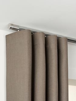 John Lewis Select Curl Gliding Curtain Pole with Barrel Finial, Ceiling Fix, Dia.30mm, Brushed Steel