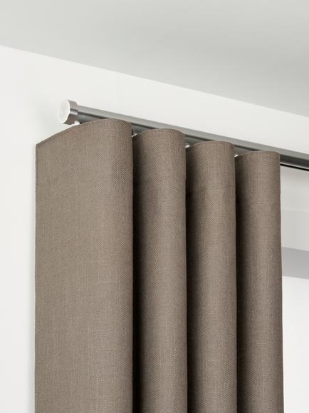 John Lewis Made to Order Select Curl Gliding Curtain Pole with Stud Finial, Wall Fix, Dia.30mm, Brushed Steel