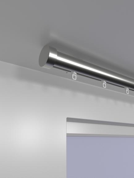 John Lewis Made to Order Select Gliding Curtain Pole with Stud Finial, Ceiling Fix, Dia.30mm - view 2, Brushed Steel