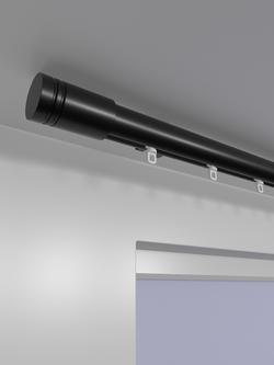 John Lewis Select Gliding Curtain Pole with Barrel Finial, Ceiling Fix, Dia.30mm - view 2, Satin Soft Black