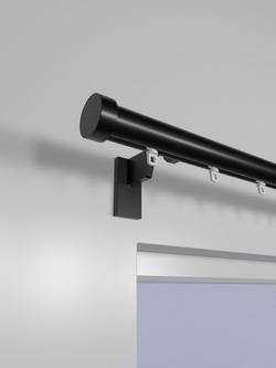 John Lewis Select Gliding Curtain Pole with Stud Finial, Wall Fix, Dia.30mm - view 2, Satin Soft Black