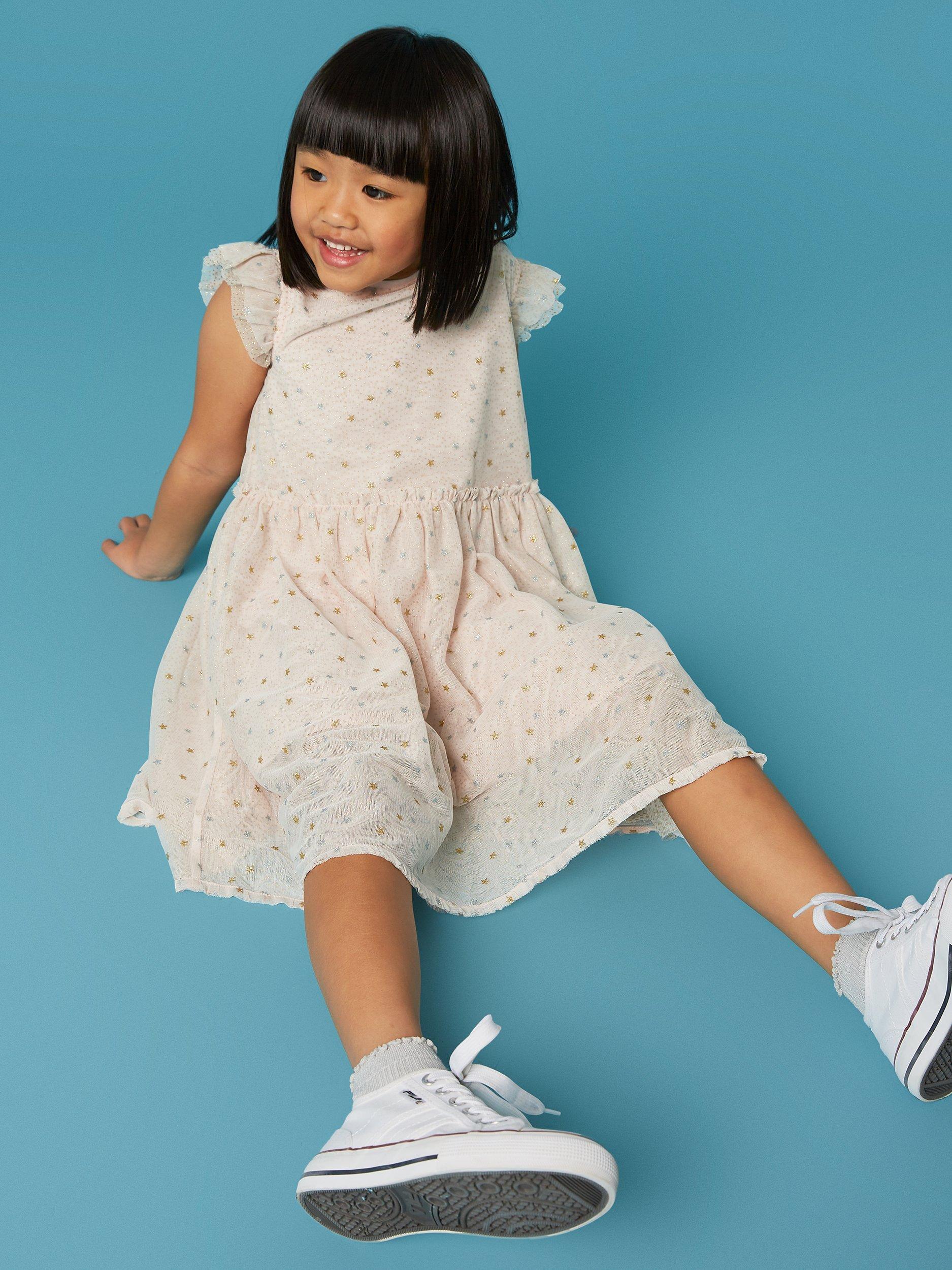White Stuff Kids' Tulle Star Layered Dress, Pink