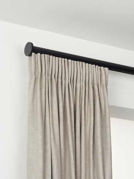 John Lewis Select Gliding Curtain Pole with Disc Finial, Wall Fix, Dia.30mm, Satin Soft Black