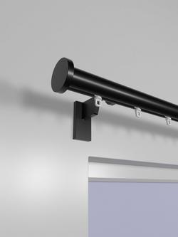 John Lewis Select Gliding Curtain Pole with Disc Finial, Wall Fix, Dia.30mm - view 2, Satin Soft Black