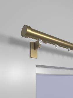 John Lewis Select Gliding Curtain Pole with Stud Finial, Wall Fix, Dia.30mm - view 2, Satin Gold