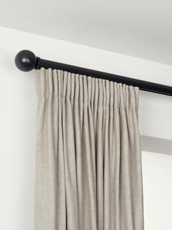 John Lewis Select Gliding Curtain Pole with Ball Finial, Wall Fix, Dia.30mm, Satin Soft Black