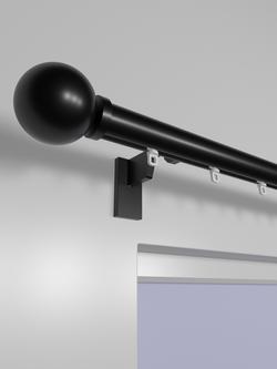 John Lewis Select Gliding Curtain Pole with Ball Finial, Wall Fix, Dia.30mm - view 2, Satin Soft Black